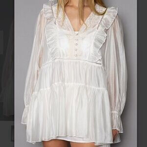 POL White Ruffled Mini Dress
